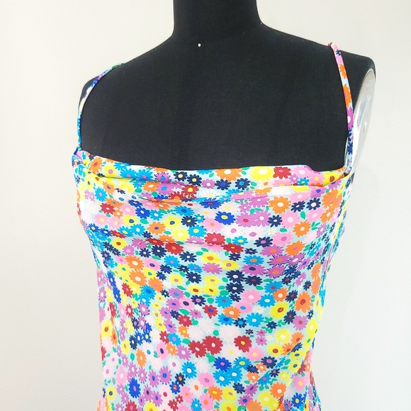 STAUD Bellamy Vibrant Ditzy Floral Lace Up Garden Party Maxi Slip Dress - Picture 3 of 15